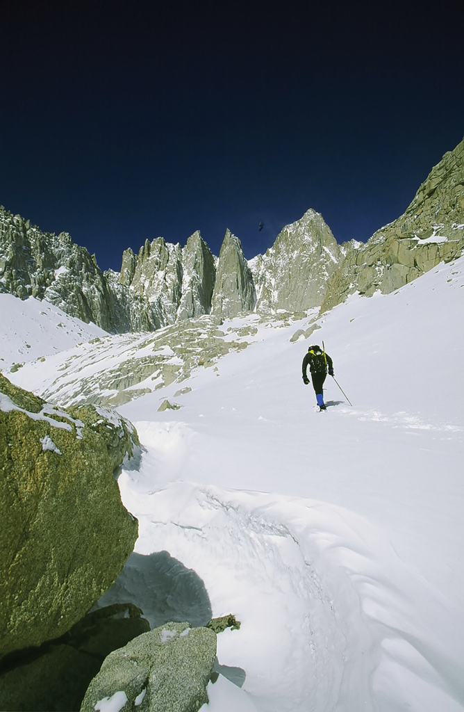 It's not uncommon to encounter snow when climbing Mount Whitney in late spring and early summer.